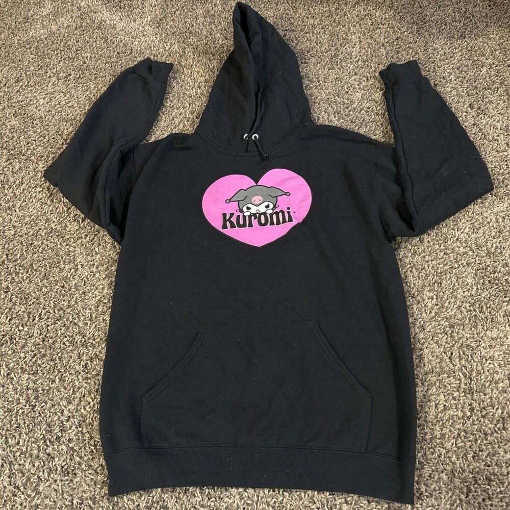 Sanrio My Melody & Kuromi Heart Pullover Black Hoodie MEDIUM